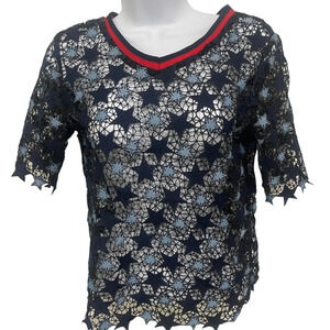Sandro Paris Star Lace Top - VNeck - Size Small